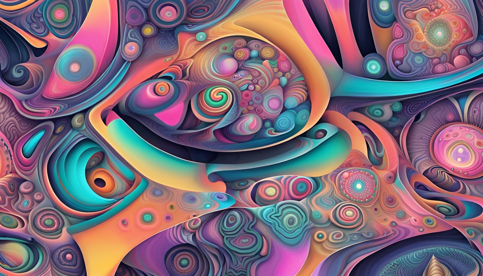Psychedelic 3D Fractal with Pastel Geometric Shapes