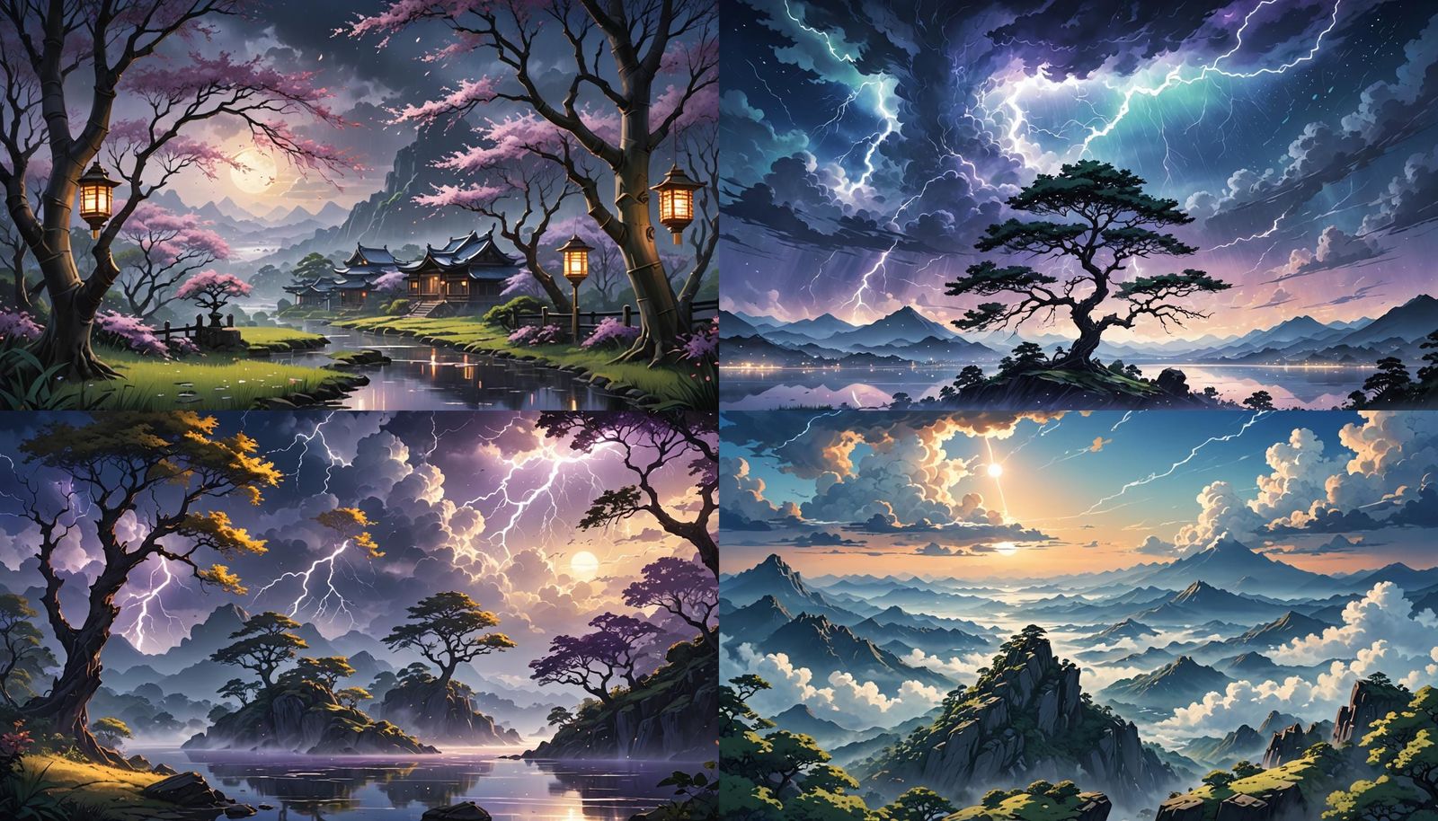 Anime Scenery: Thunder and Lightning in Detailed Matte Paint...