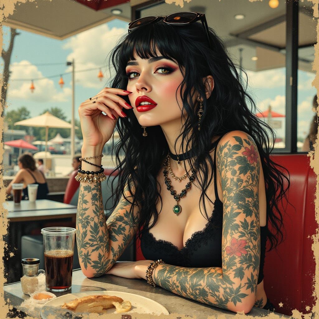 Tattooed Goth Girl in Floridian Heatwave