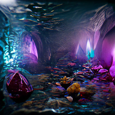 Illuminated Crystal Gateway in Dark Cave, Unreal Engine