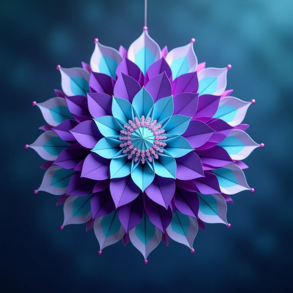 Feathered Origami Flower in Dreamy Soft Focus