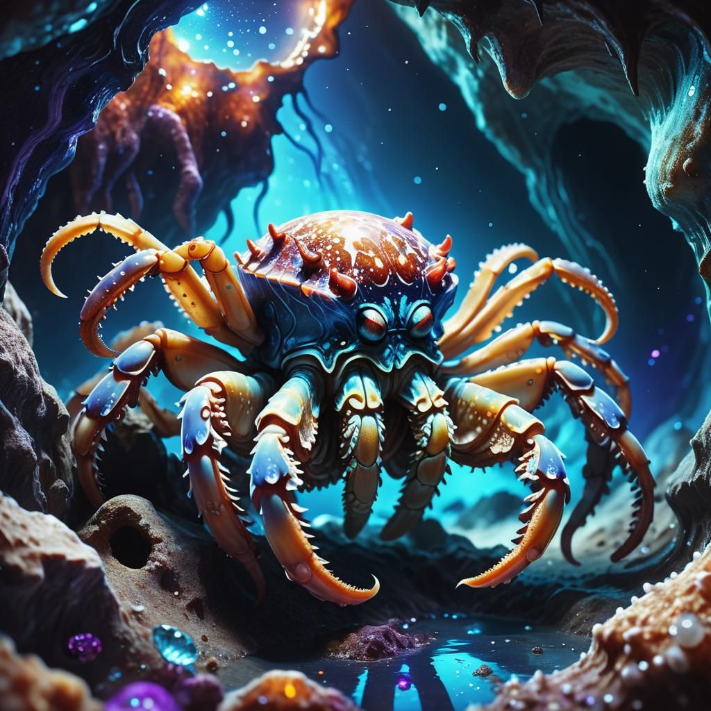 Exoplanet: Coconut Crab-Octopus in Bioluminescent Cave