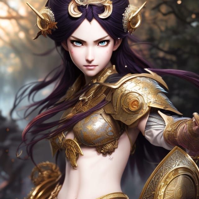 Anime Warrior Princess Portrait in Vibrant Colors