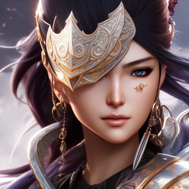 Anime Warrior Princess Portrait in Vibrant Colors