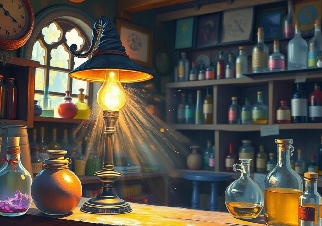 Pastel Gouache Painting: Witch's Potion Shop