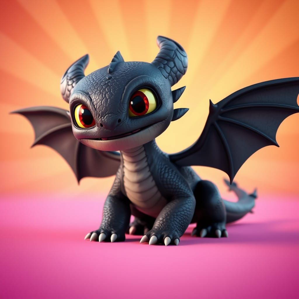 Adorable Baby Dragon Concept Art in Vibrant Digital Style