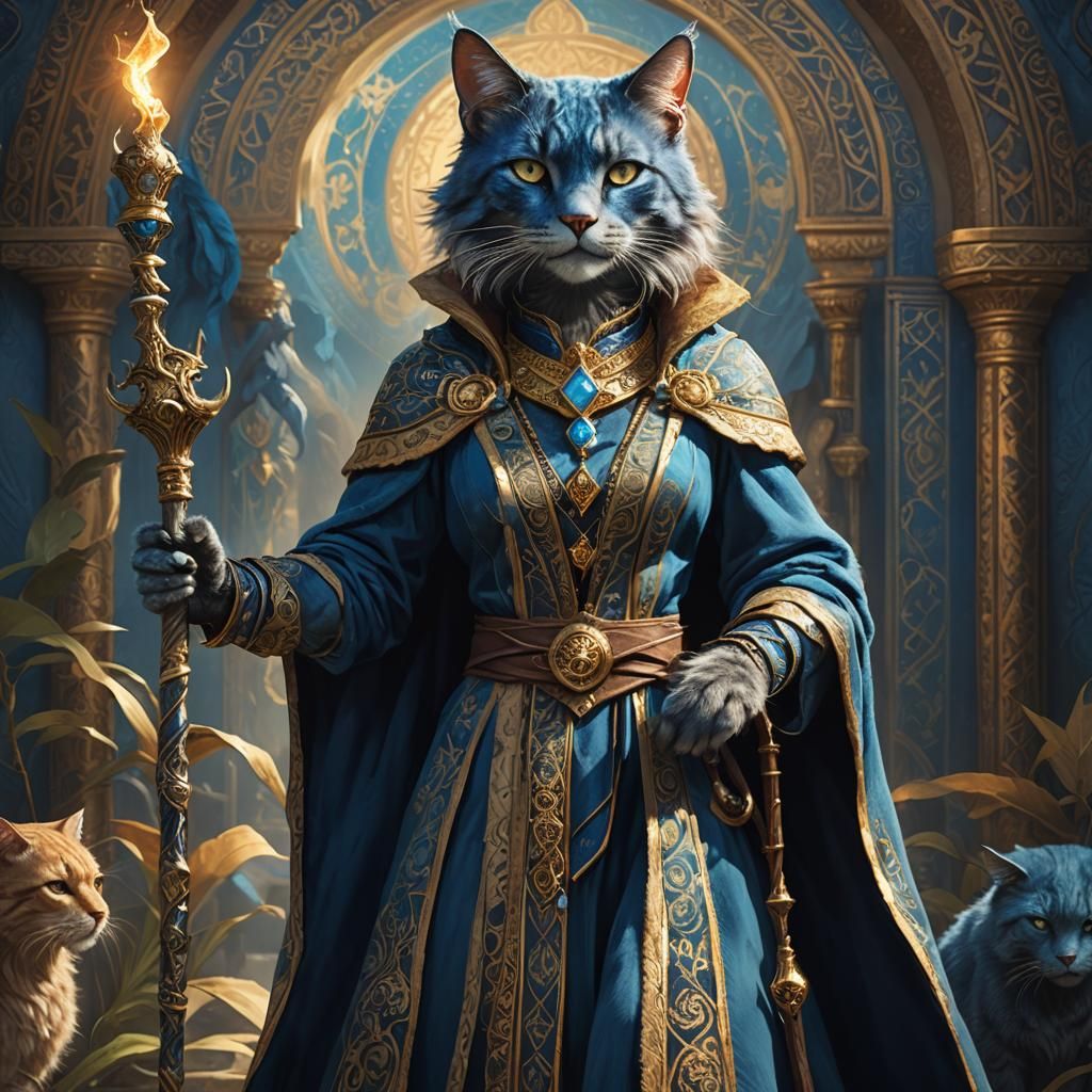 Blue Catfolk Sorceress Concept Art