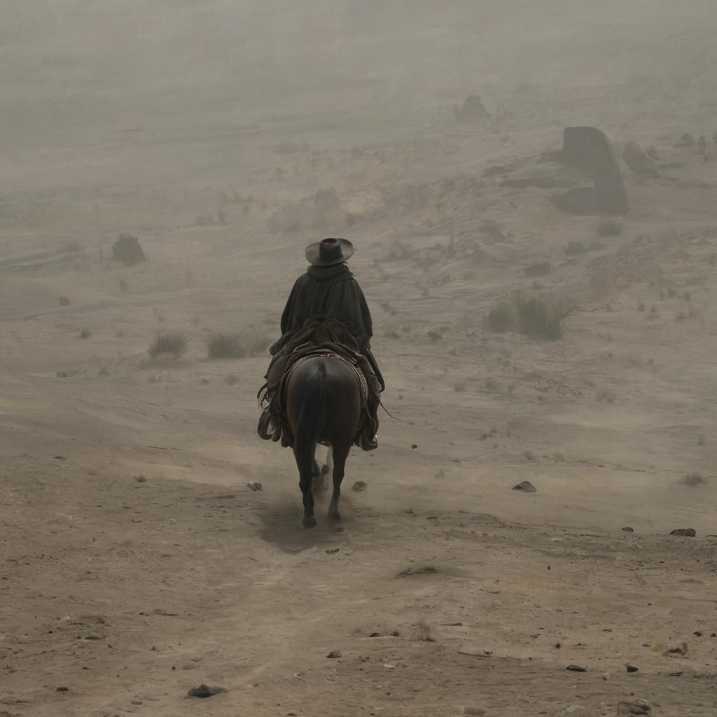 Frodo as Cowboy in Gloomy Western Landscape