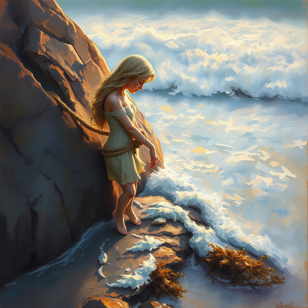 Andromeda on the Rocks: Impressionistic Sea Goddess