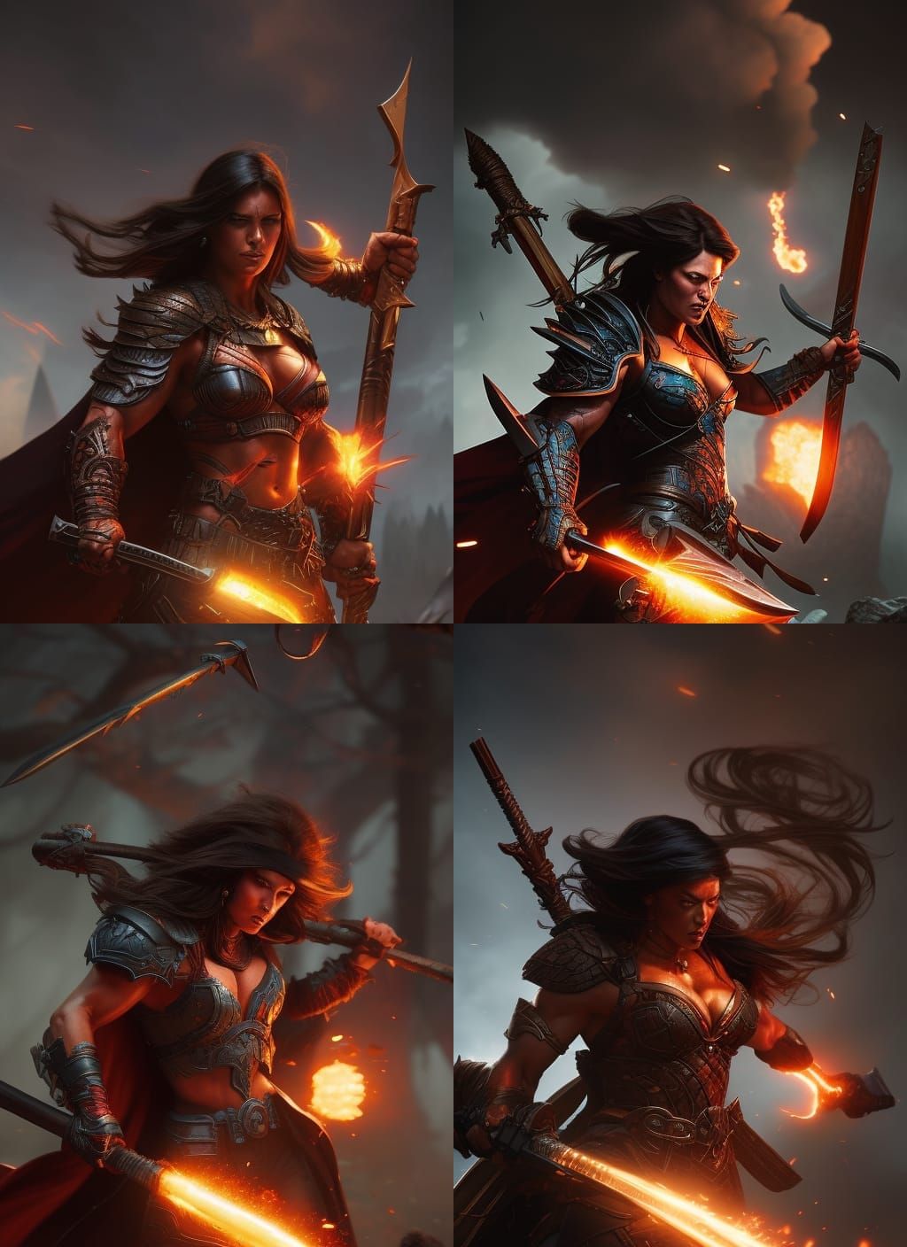 Female Barbarian with Axes: Dark Fantasy Art