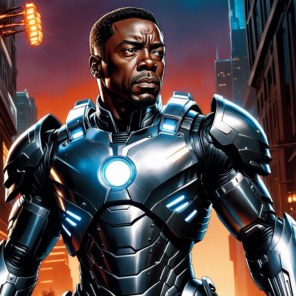 War Machine Armor: Comic Book Style Illustration