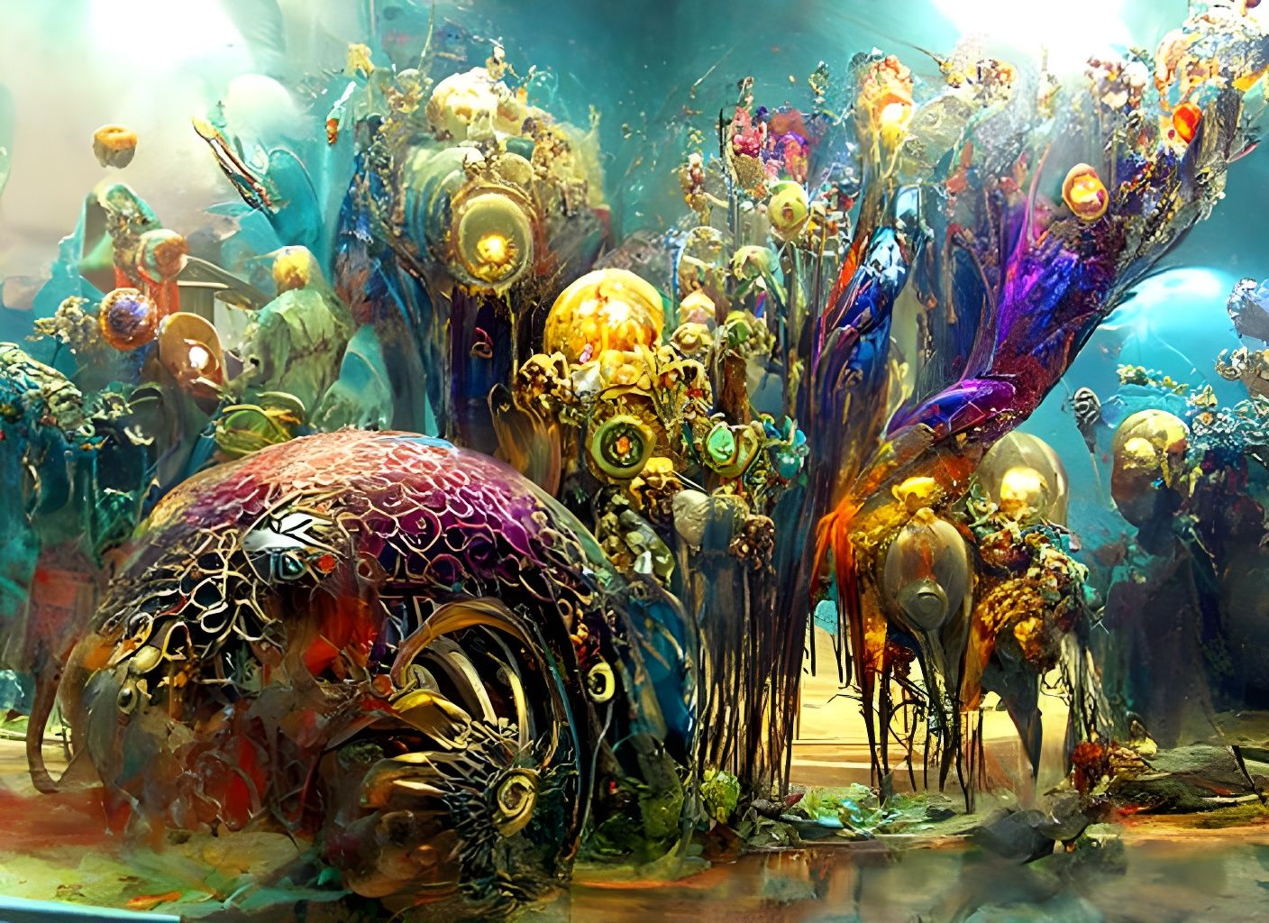 Vibrant Ocean Floor with Coral Reefs and Marine Life