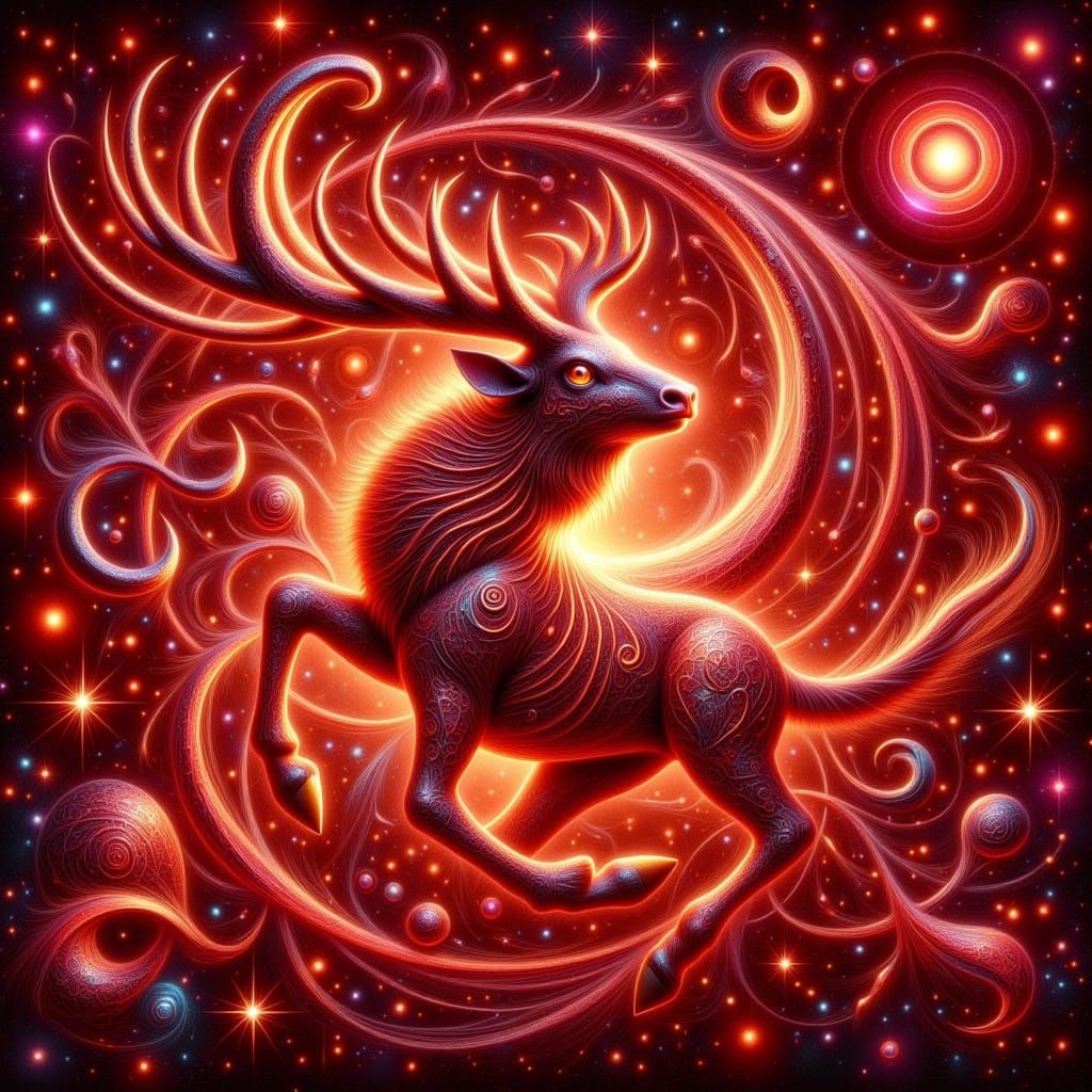 Ethereal Zodiac Tapestry in Vibrant Red