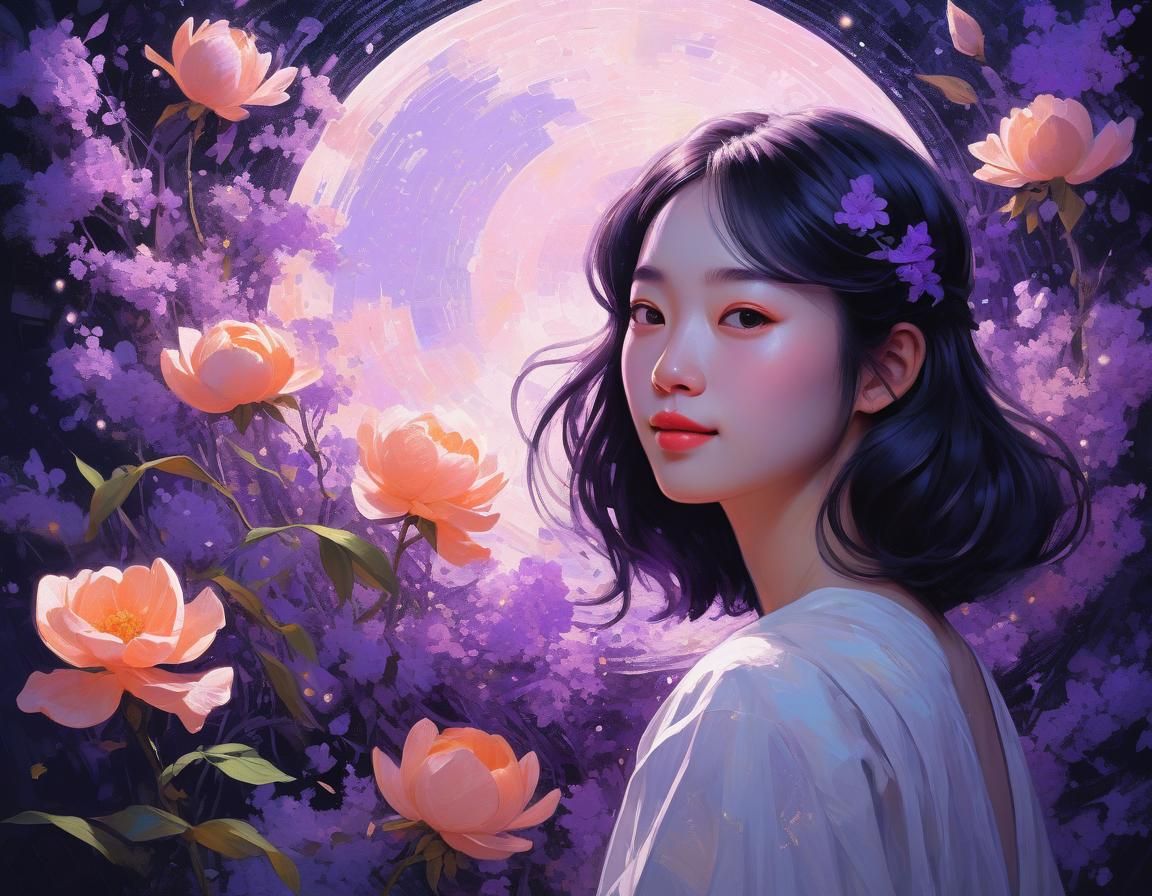 Ethereal Girl in Floral Fantasy Art