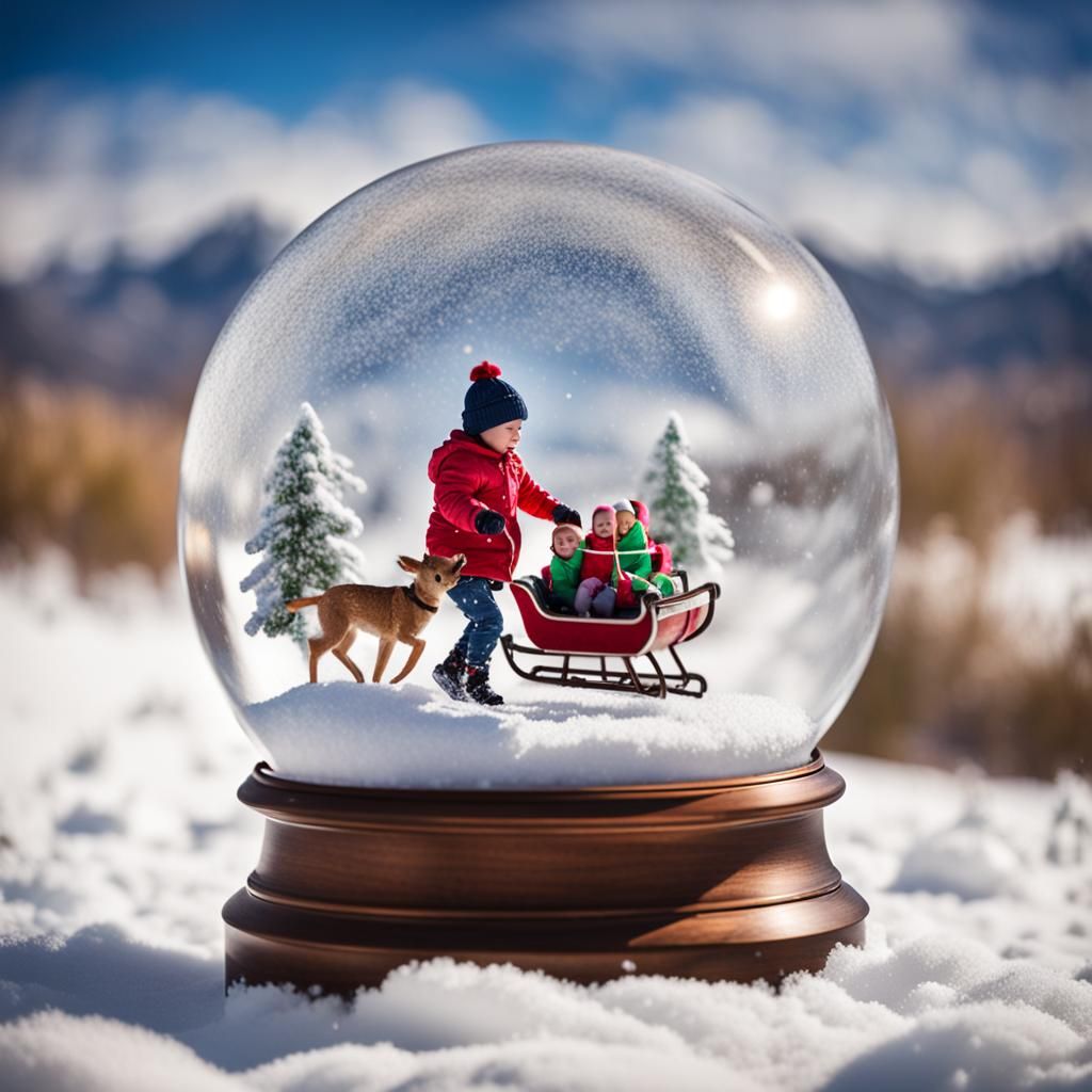Snowy Sleigh Ride in Desert Snow Globe