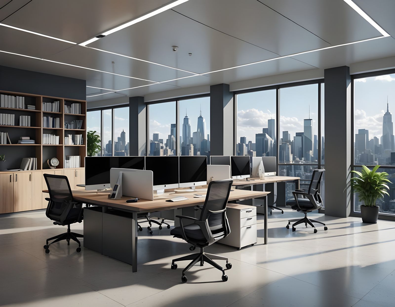 Modern Office Interior in Photorealistic 3D Art Style