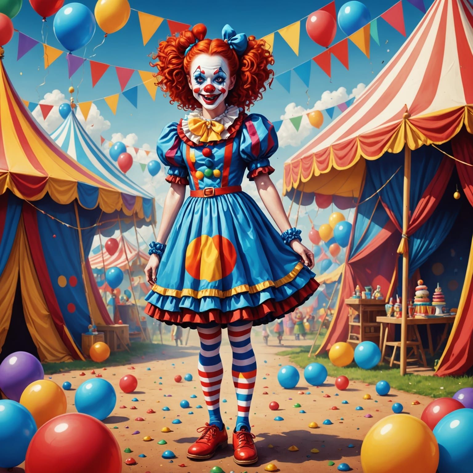 Kawaii Clown Girl at the Circus Tent