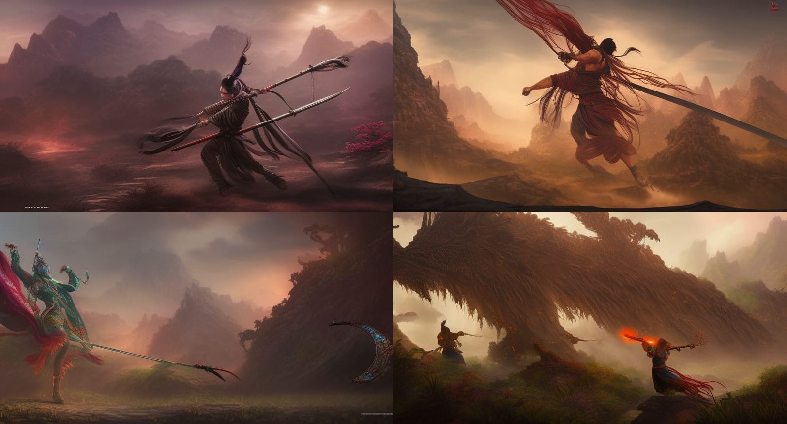 Wuxia Warrior Cultivating: Detailed Matte Painting