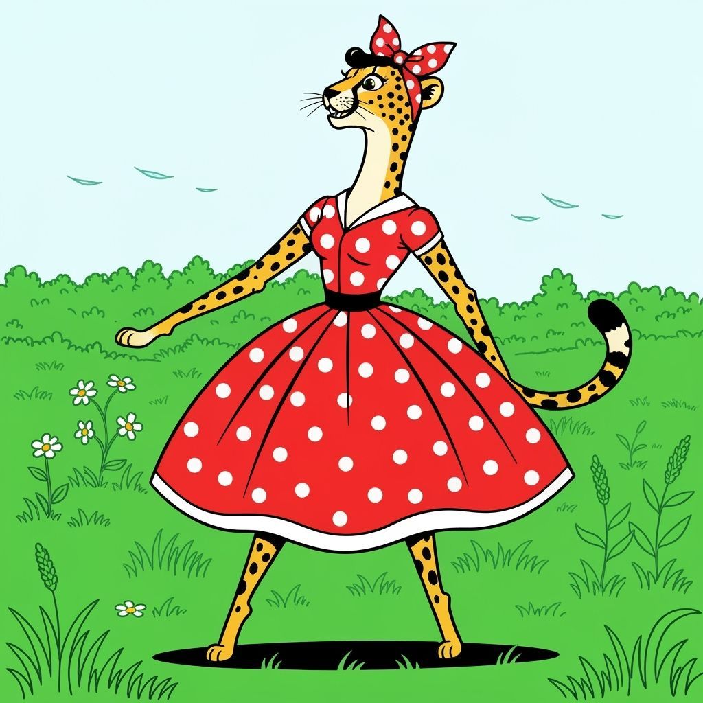Cheetah plus polka dot dress