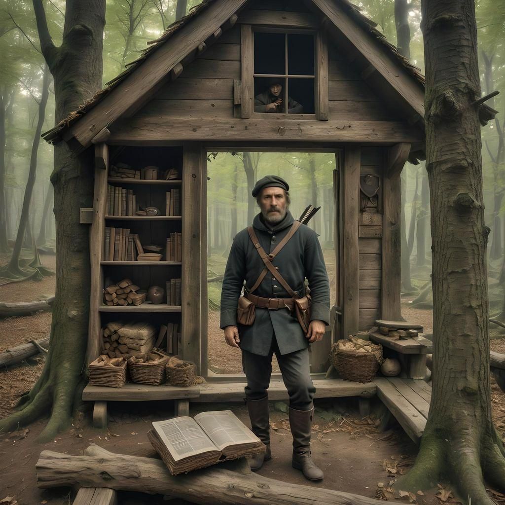 Writer in the Woods, 1940s Fantasy Scene