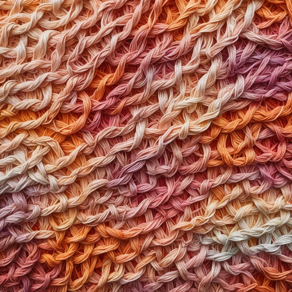 Vibrant Thread Art Sunset in Impressionist Style