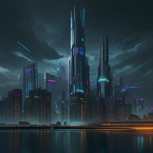 Futuristic Cyberpunk Cityscape at Twilight in 8K