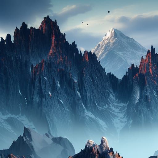 Black Castle Near Mont Blanc: Detailed Matte Painting