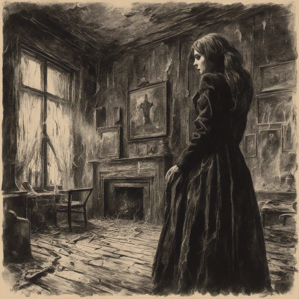 Macabre Goth Fashion in Surrealist Horror Setting