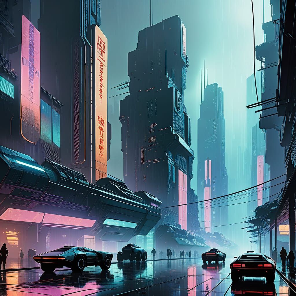 Neon Cityscape: Futuristic Blade Runner Style