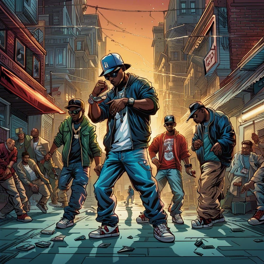 90s Hip-Hop Fashion Comic Book Art