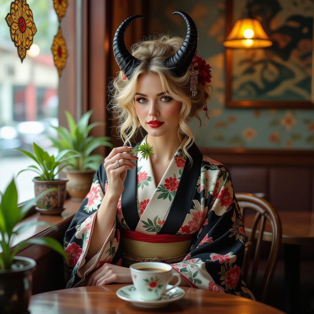 Actress in Kimono with Art Deco Elements