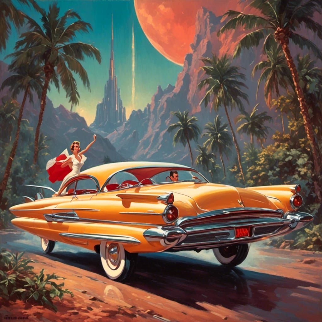 Retro-Futuristic late 1950s, early 1960s flying car