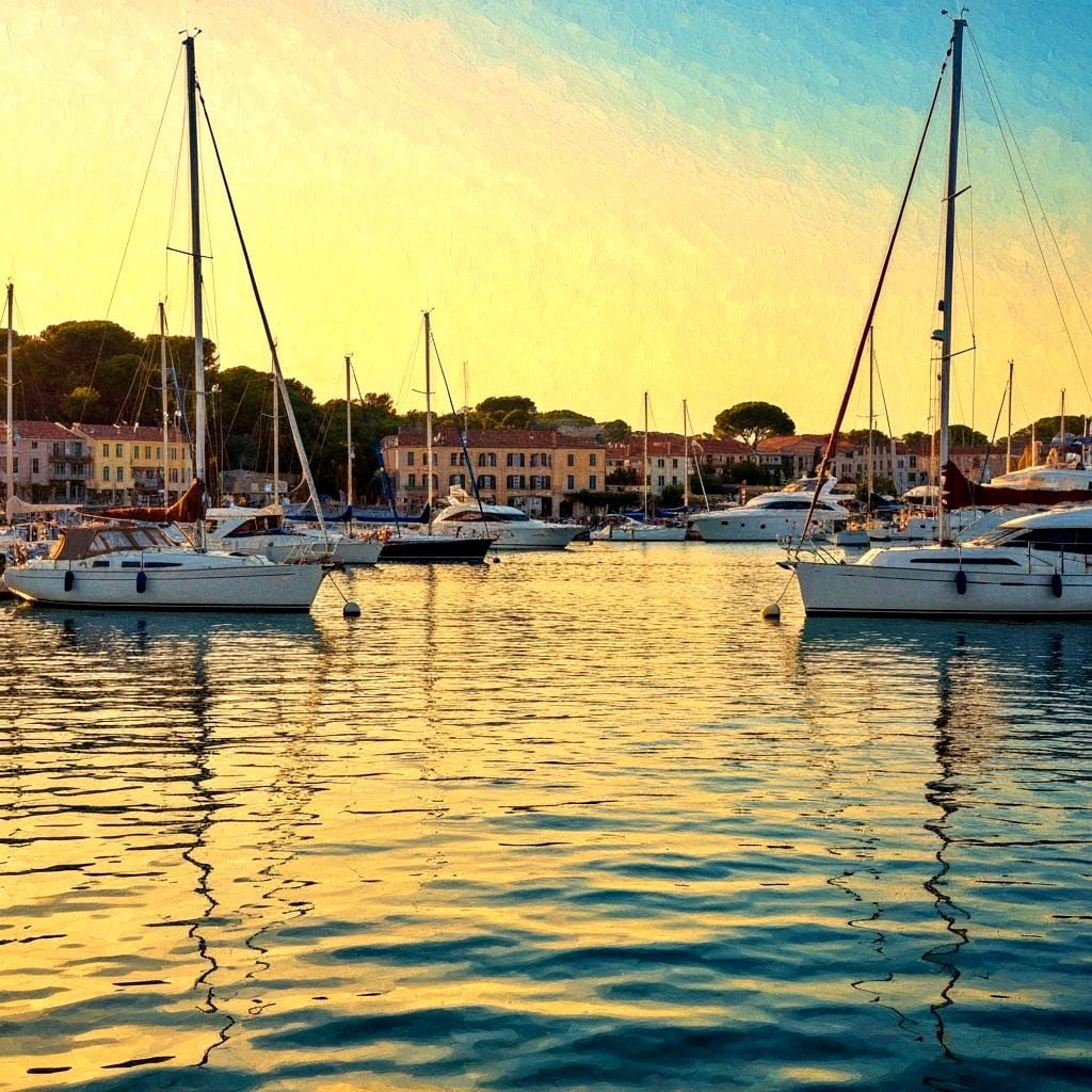 Serene Harbor Scene with Sailing Boats