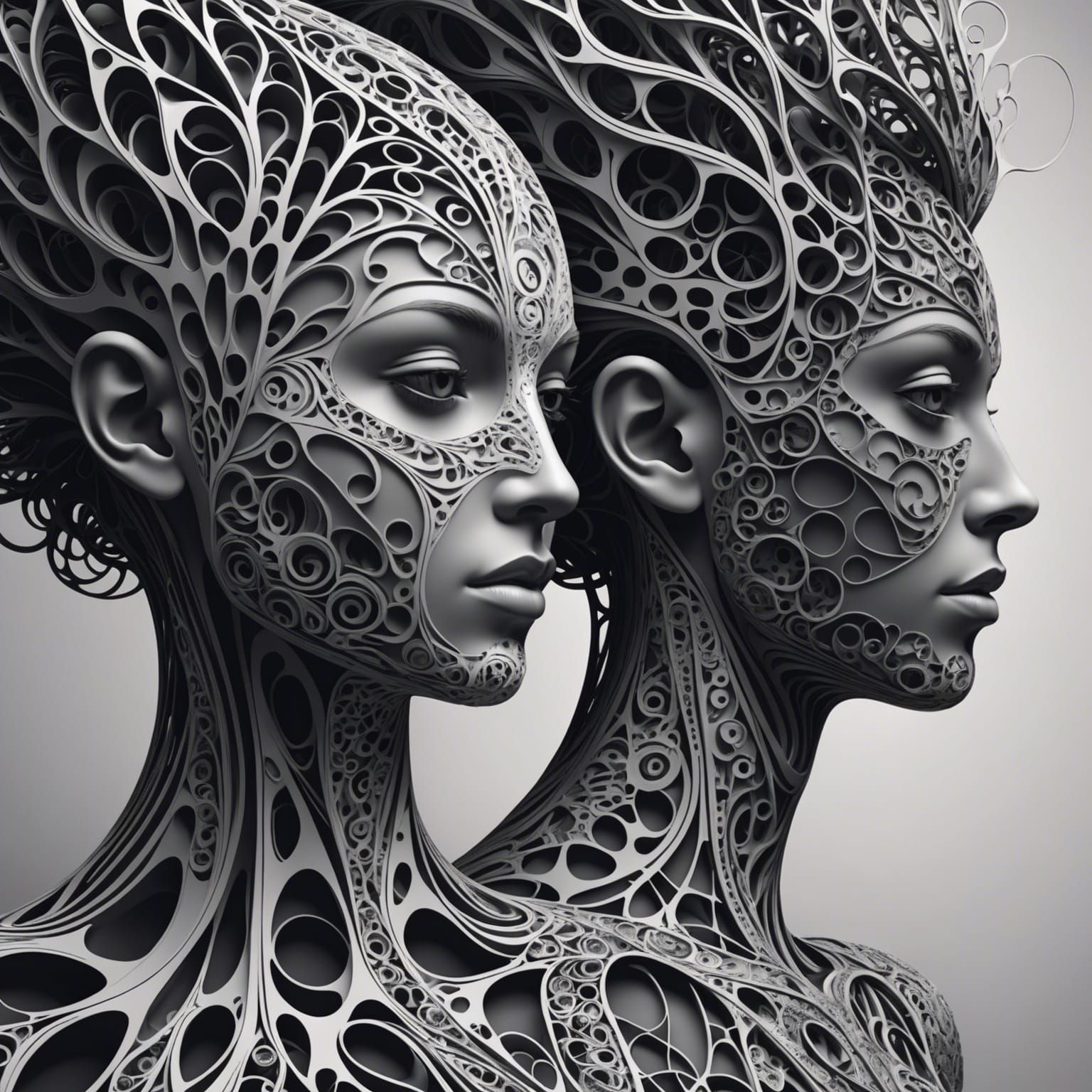 Abstract Human Body Duality with Vector Fractals