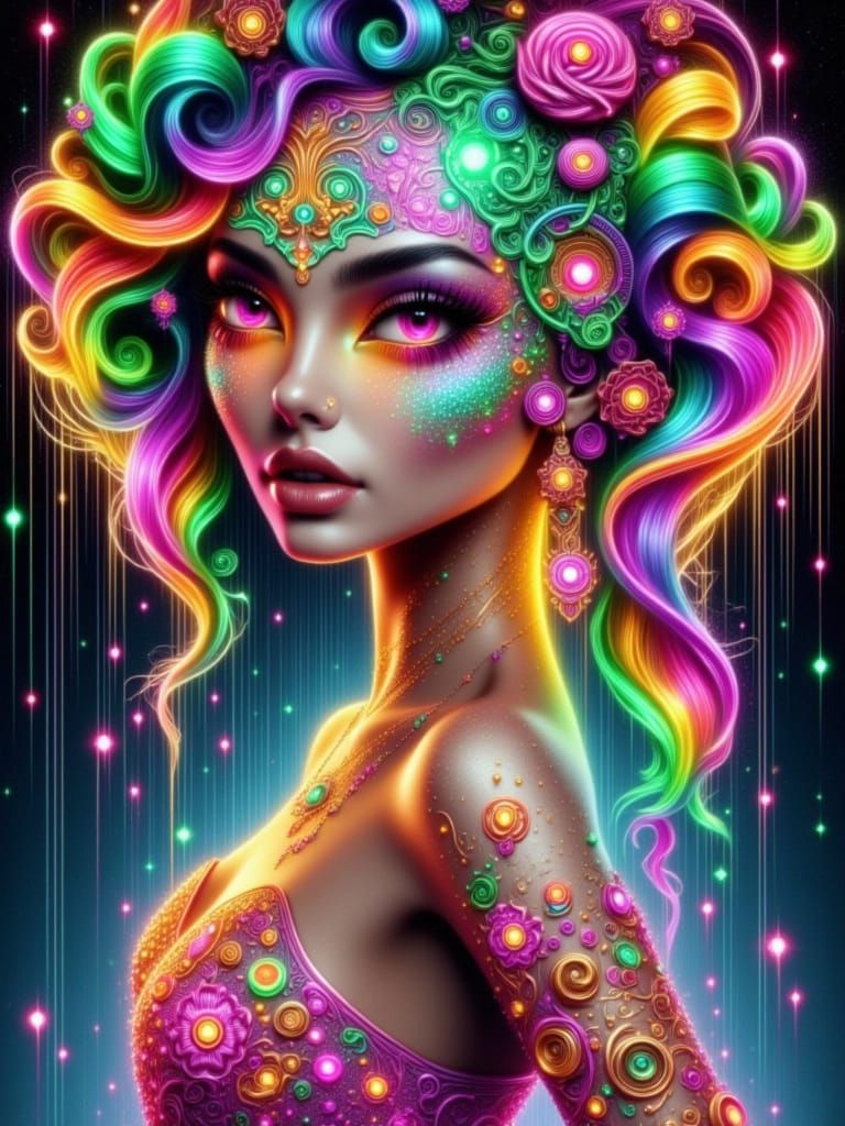 Surreal Dream Woman in Whimsical Nouveau Style