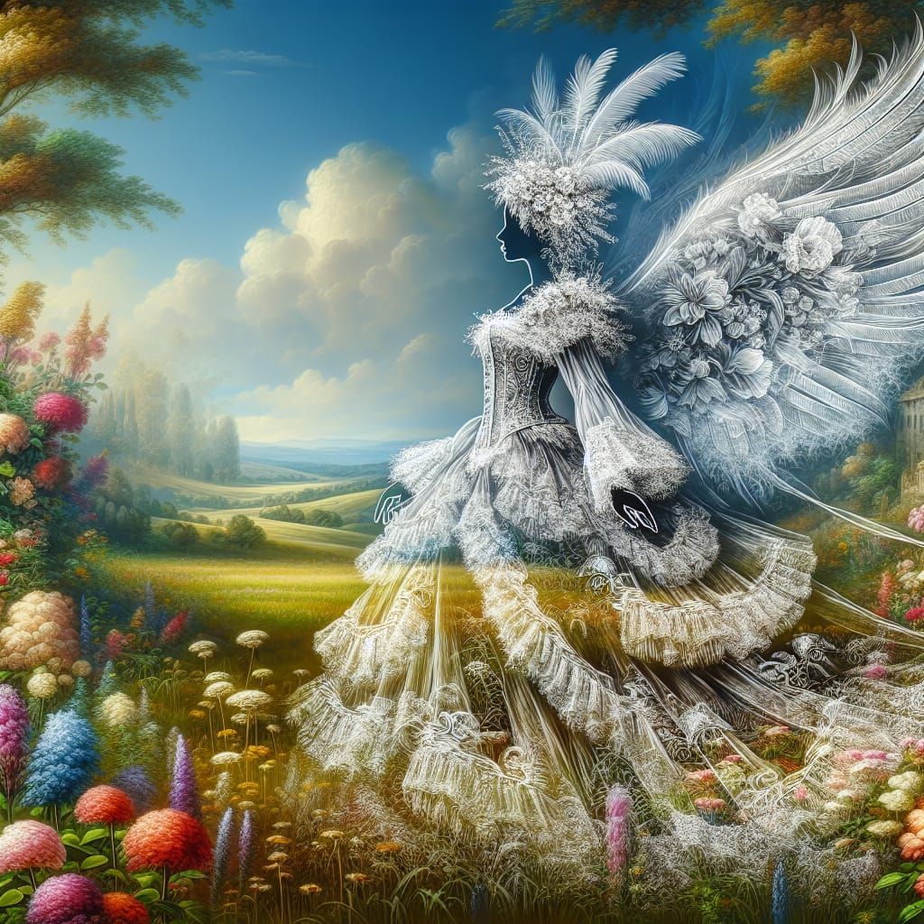 Ethereal Angel in Floral Garden