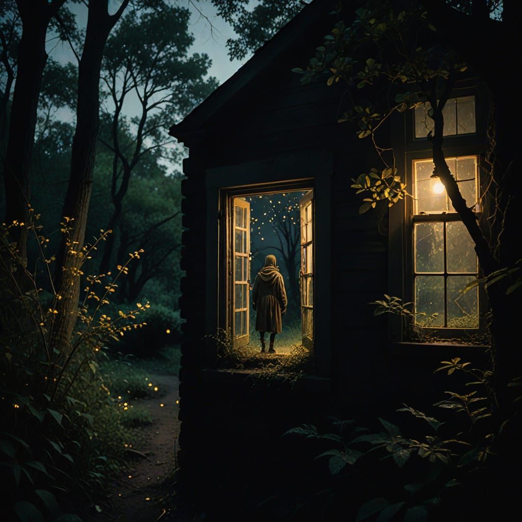 Cinematic Figure in a Gritty, Overgrown Yard