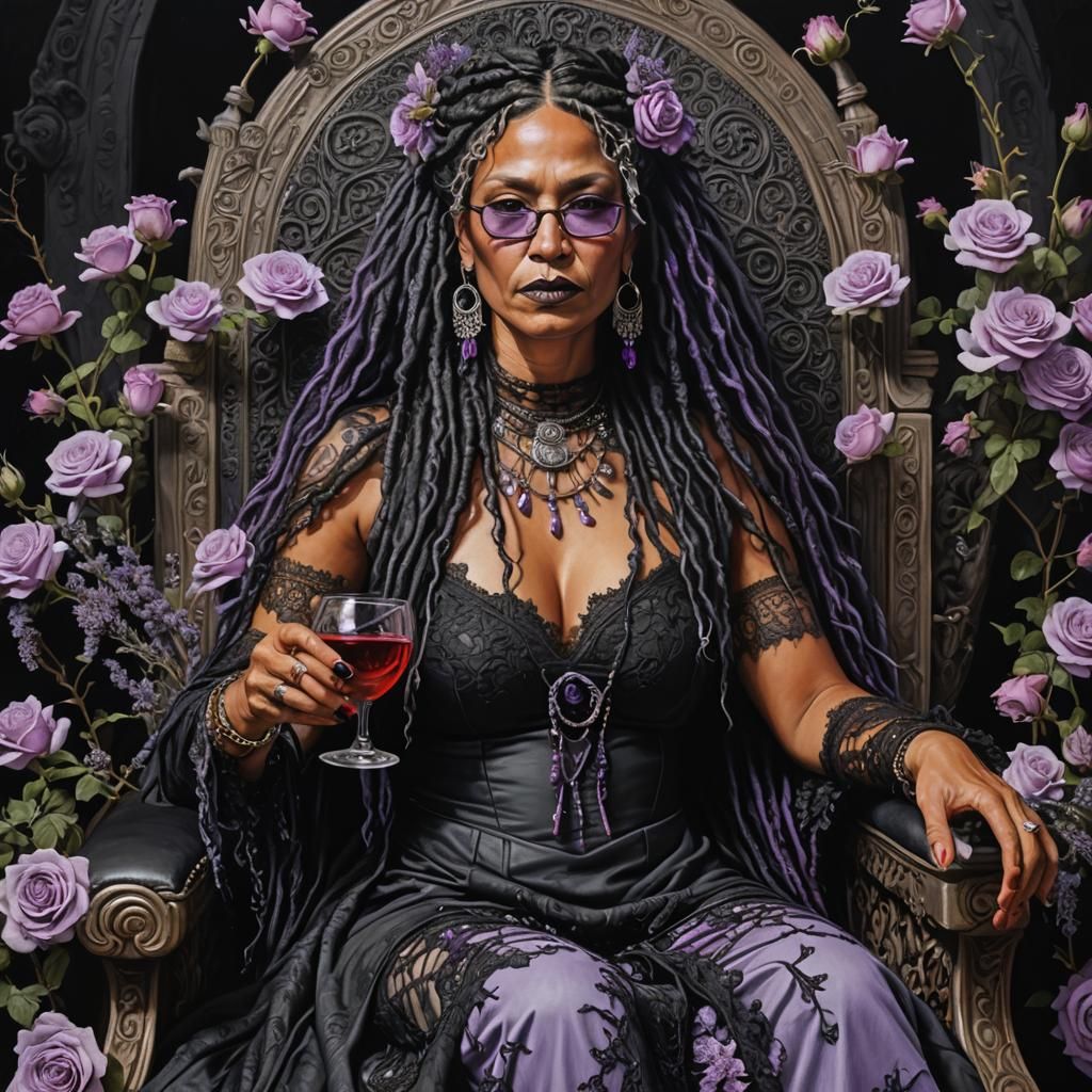 Native American Woman on Throne as Hyper-Realistic Oil Paint...