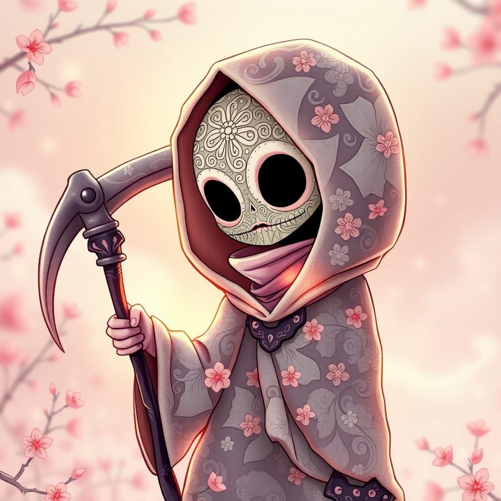 Chibi Grim Reaper in Dreamy Ethereal Style