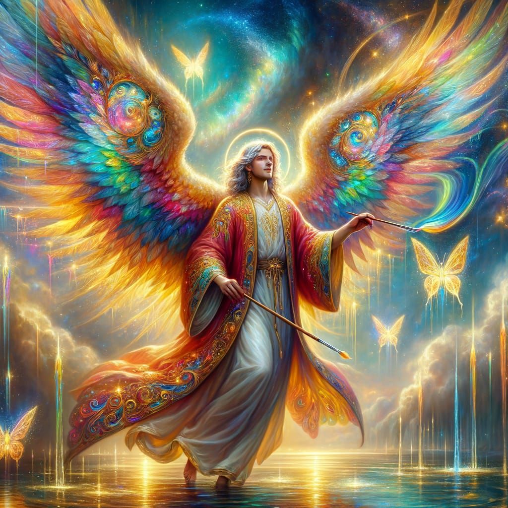 Archangel Jophiel Paints the Dawn in Whimsical Fantasy