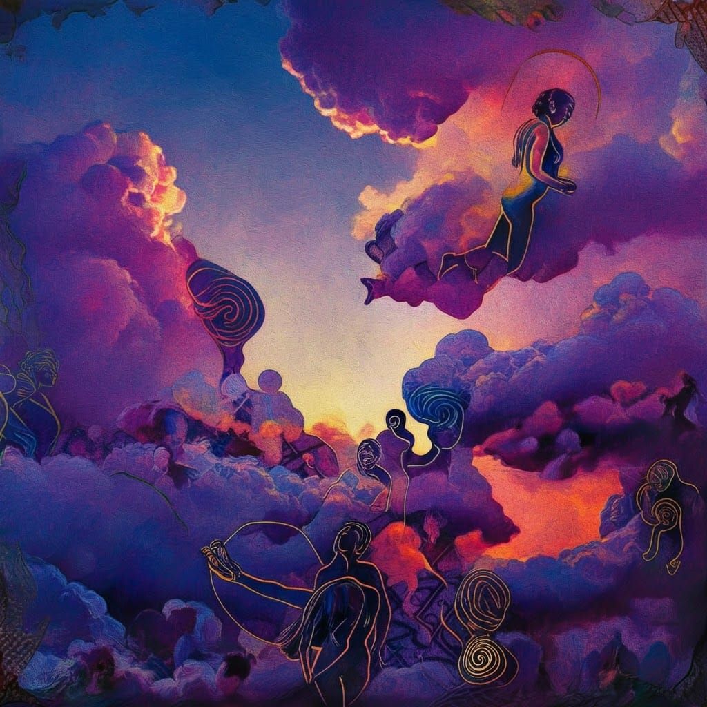 Surreal People in a Dreamlike Whimsical Scene