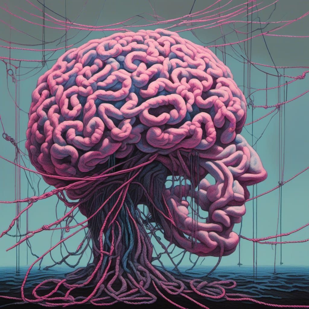 Glowing Brain Portrait in Psychedelic Style