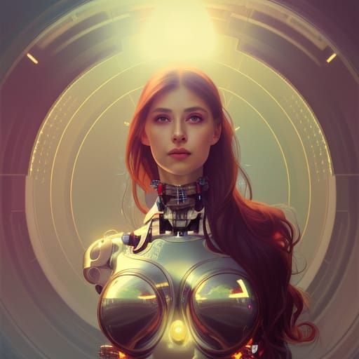 Cybernetic Heiress Portrait in Cyberpunk Style