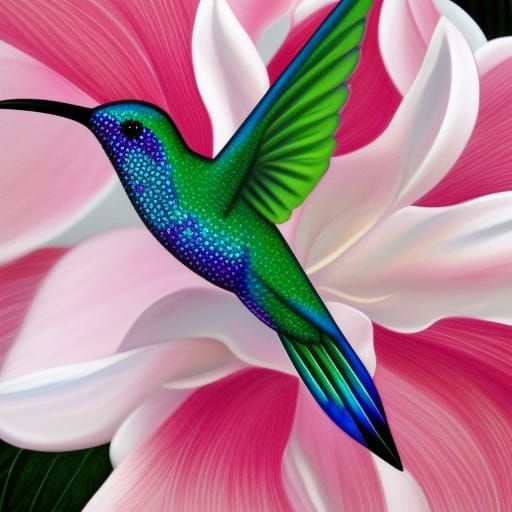 Ruby Hummingbird in Magnolia Blossom: Hyperrealistic