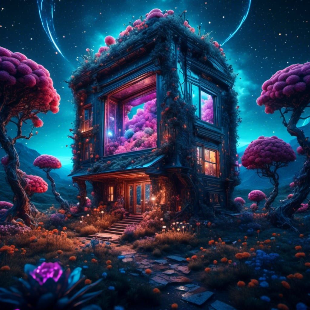 Digital Garden: Plants and Technology Merge in 3D Render