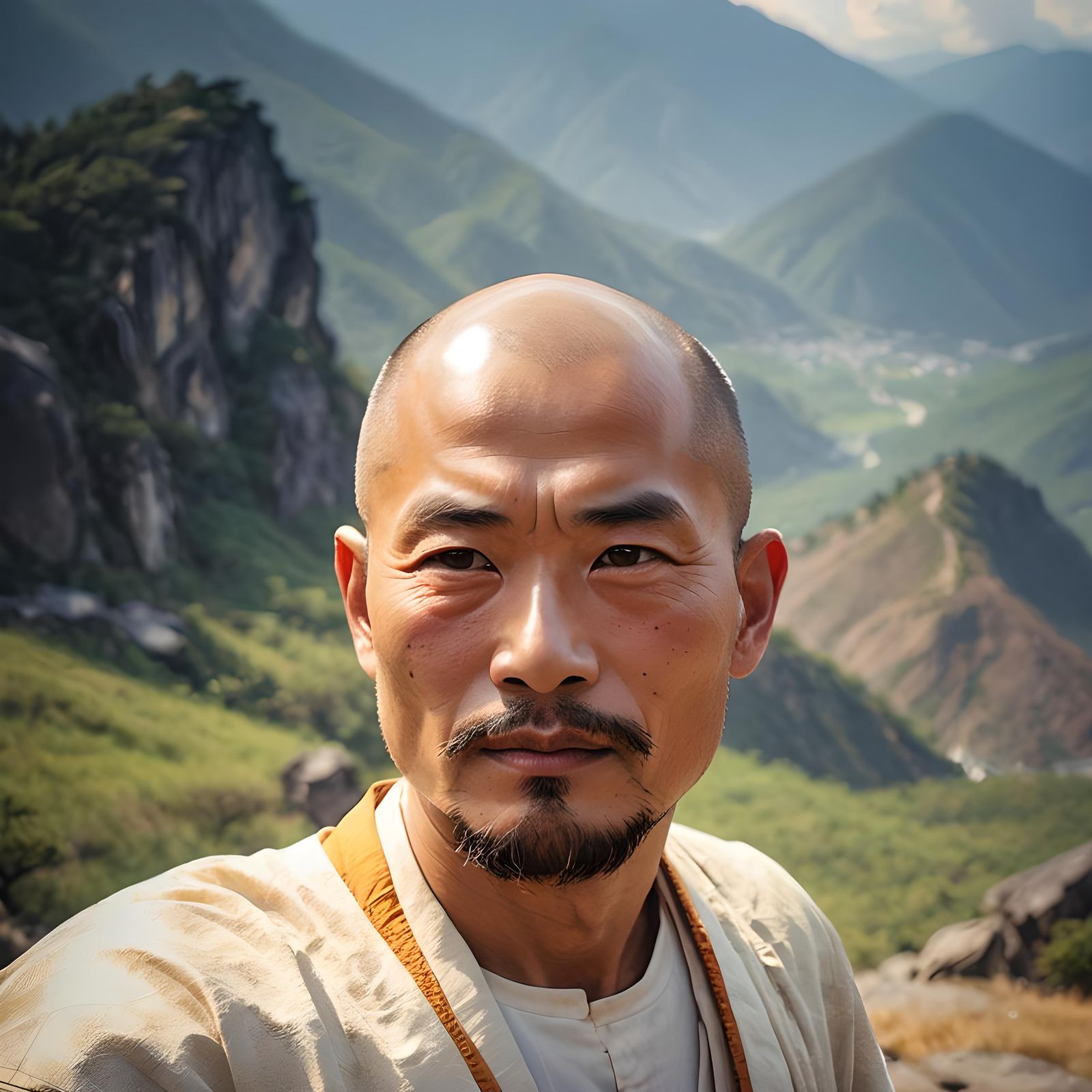 Futuristic Buddhist Monk in Sci-Fi Style