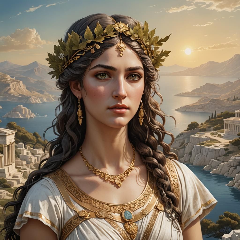 Ancient Greek Goddess Portrait in Classical Style