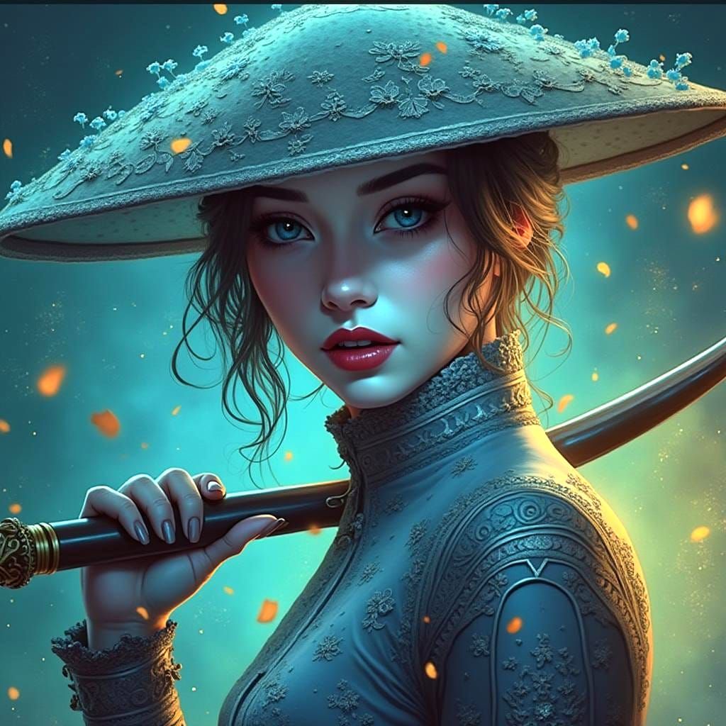 4 Images (02): Pretty Woman with Hat.