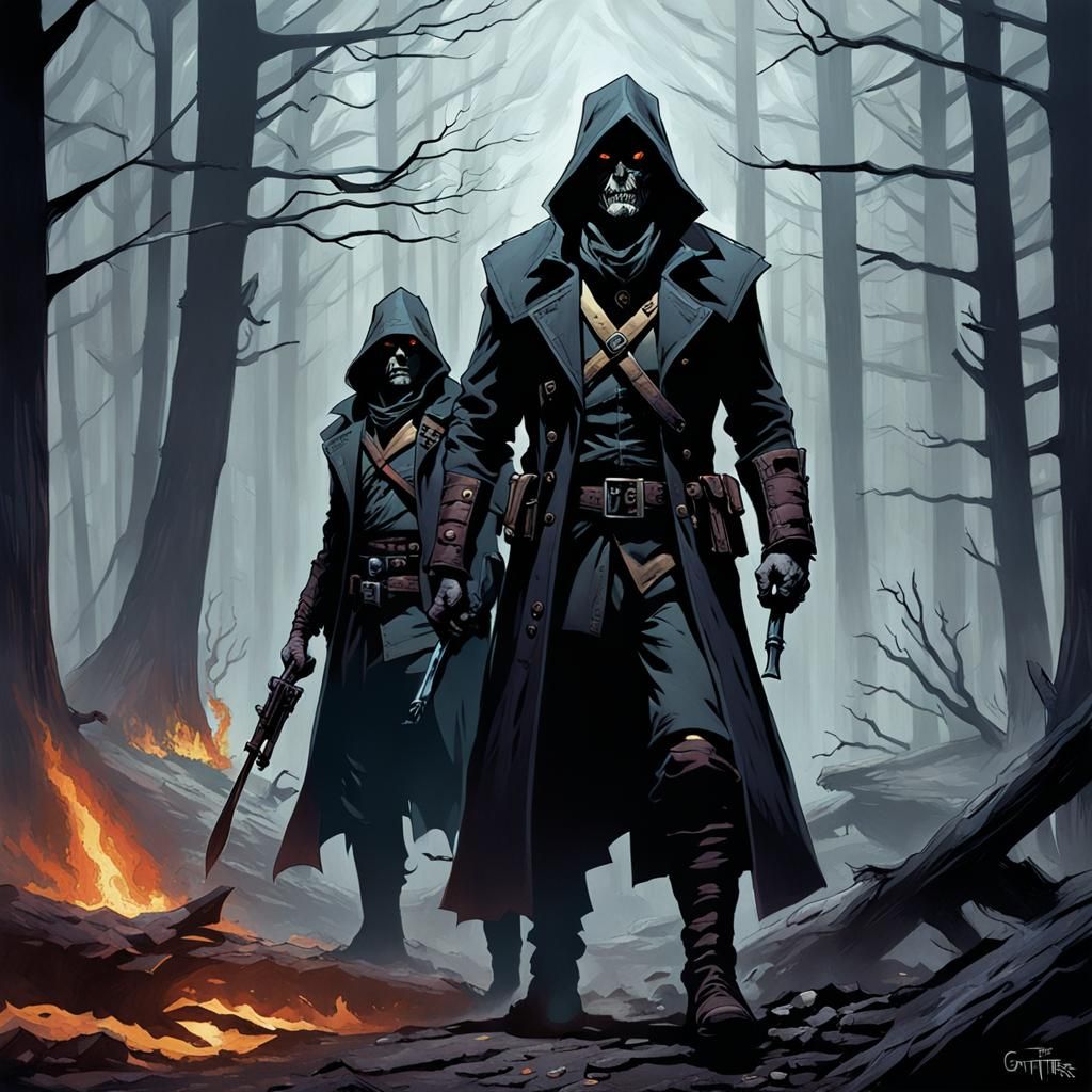 Sinister Witch Hunters in Dark Fantasy Style
