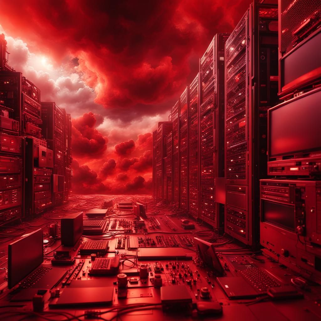 Red IT Infrastructure in Maximalist Digital Art